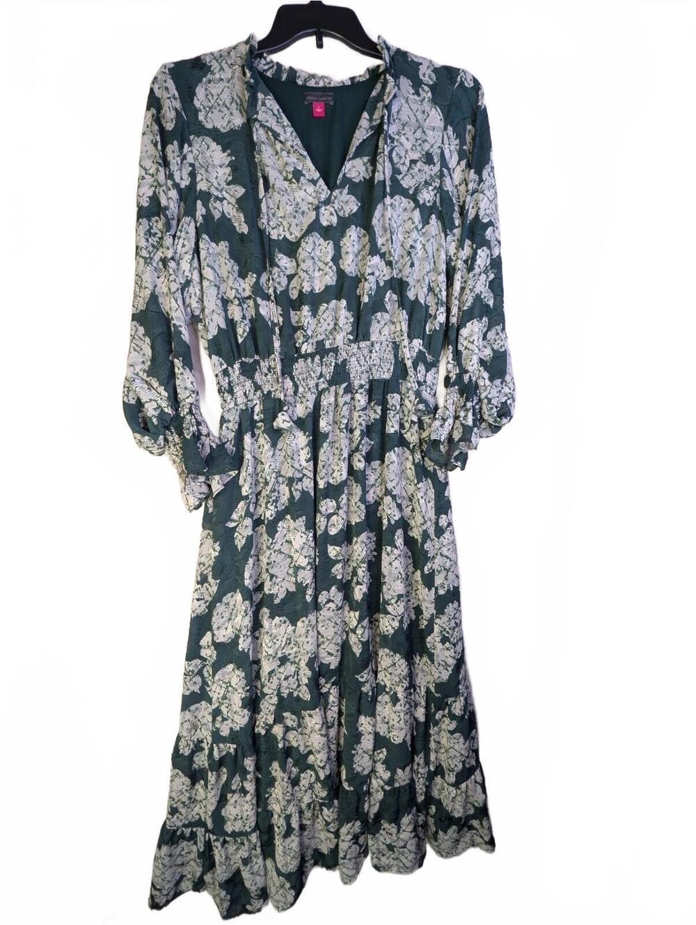 Vince Camuto Women's Green & white floral boho dress L